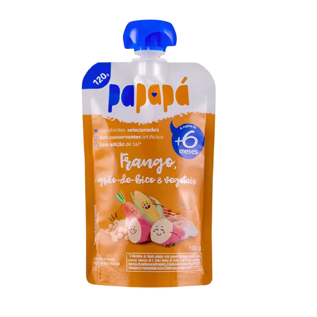 Papinha Papapá Frango Grão Vegetais Squeeze 120g