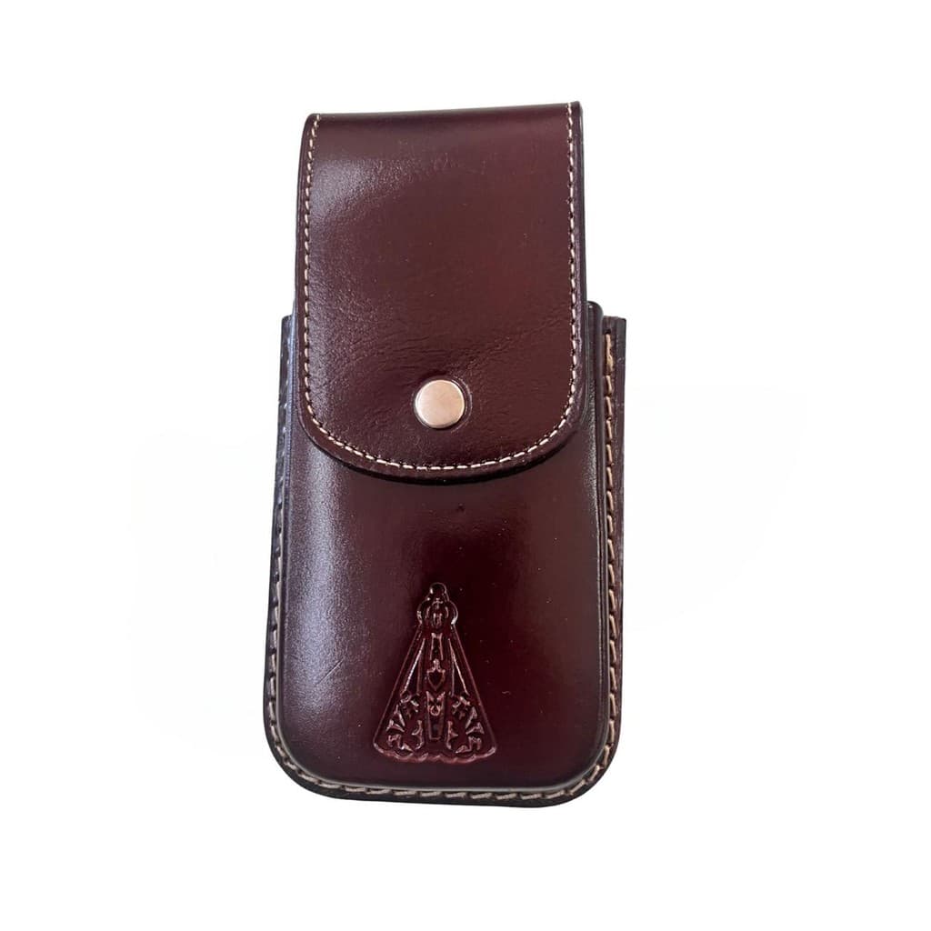 Bainha Porta Celular Couro Mineiro - Tabaco Nossa Senhora