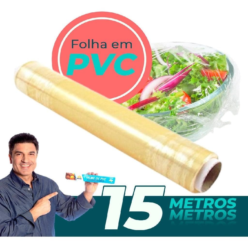 3un Filme Pvc 28cmX15m Proteção E Conservação De Alimentos