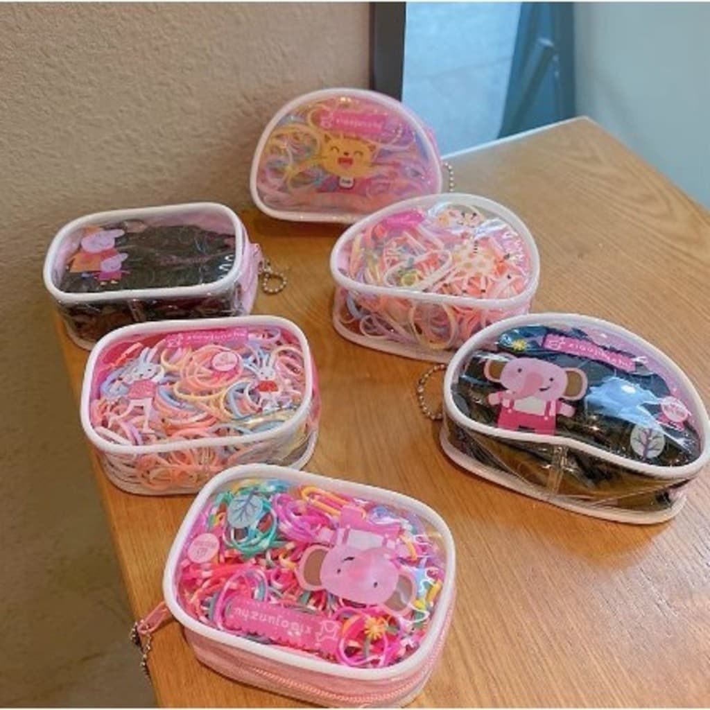 KIT 6*300 Unidades Pacote Colorido Pequeno Elasticos Silicone Grosso De Cabelo Descartáveis Meninas Bonitos