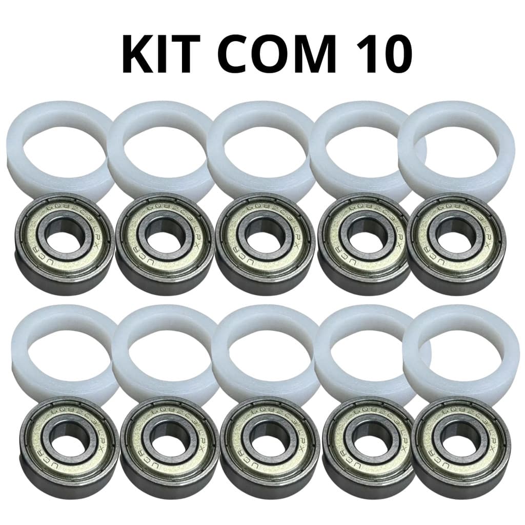 10 Calços Suporte 29mm + 10 Rolamentos 608zz Mancal Ventilador Substitui Buchas Universal