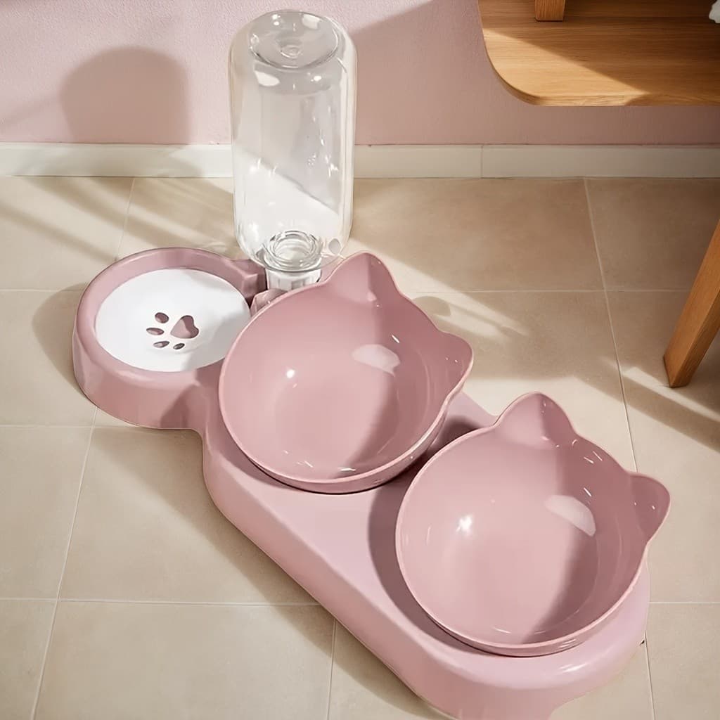 Comedouro Pet Elevado Bebedouro Automático C/ Limitador Triplo