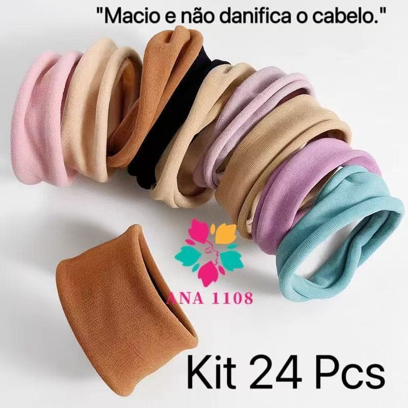GGUAN Kit 24 Pcs avançado Elástico de Cabelo Xuxinha Esportiva/Tecido Confortável Cabelo Acessório