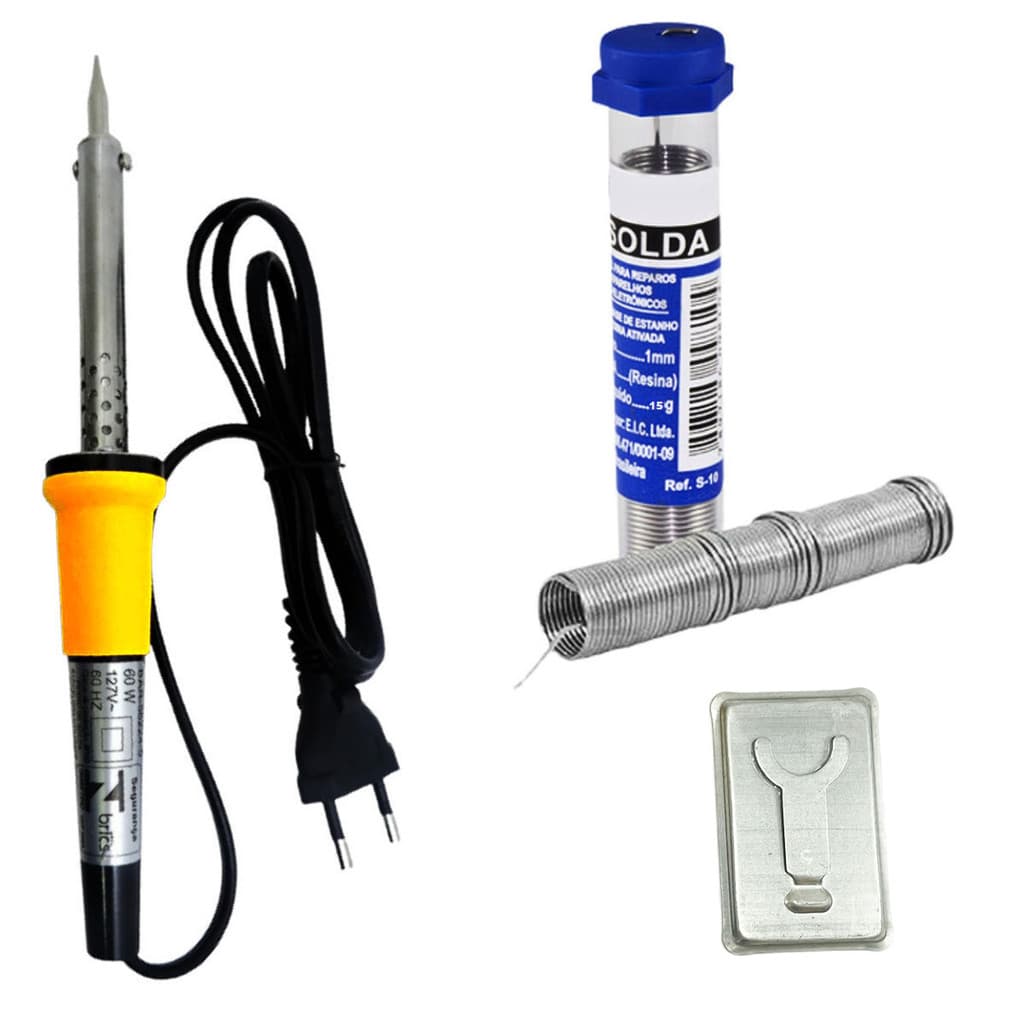 Kit Ferro De Solda Soldar Soldador 60w + Estranho