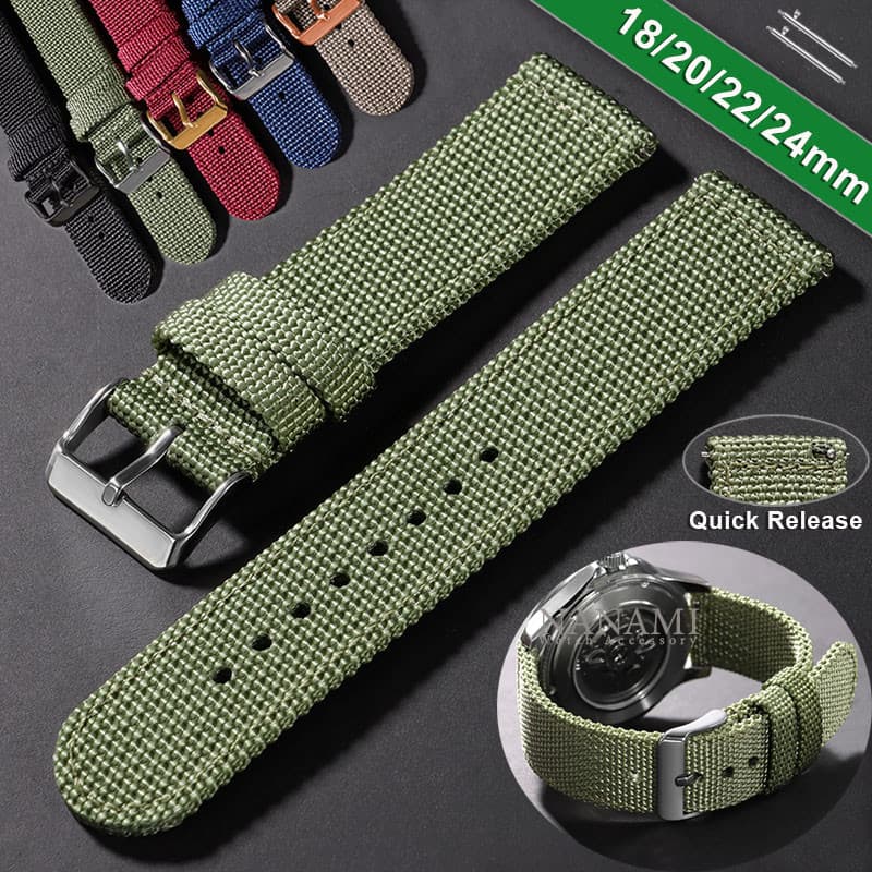 Pulseira De Relógio De Lona De Nylon 18mm 20mm 22mm 24mm Universal De Liberação Rápida Esportivo De Tecido Macio Homens 