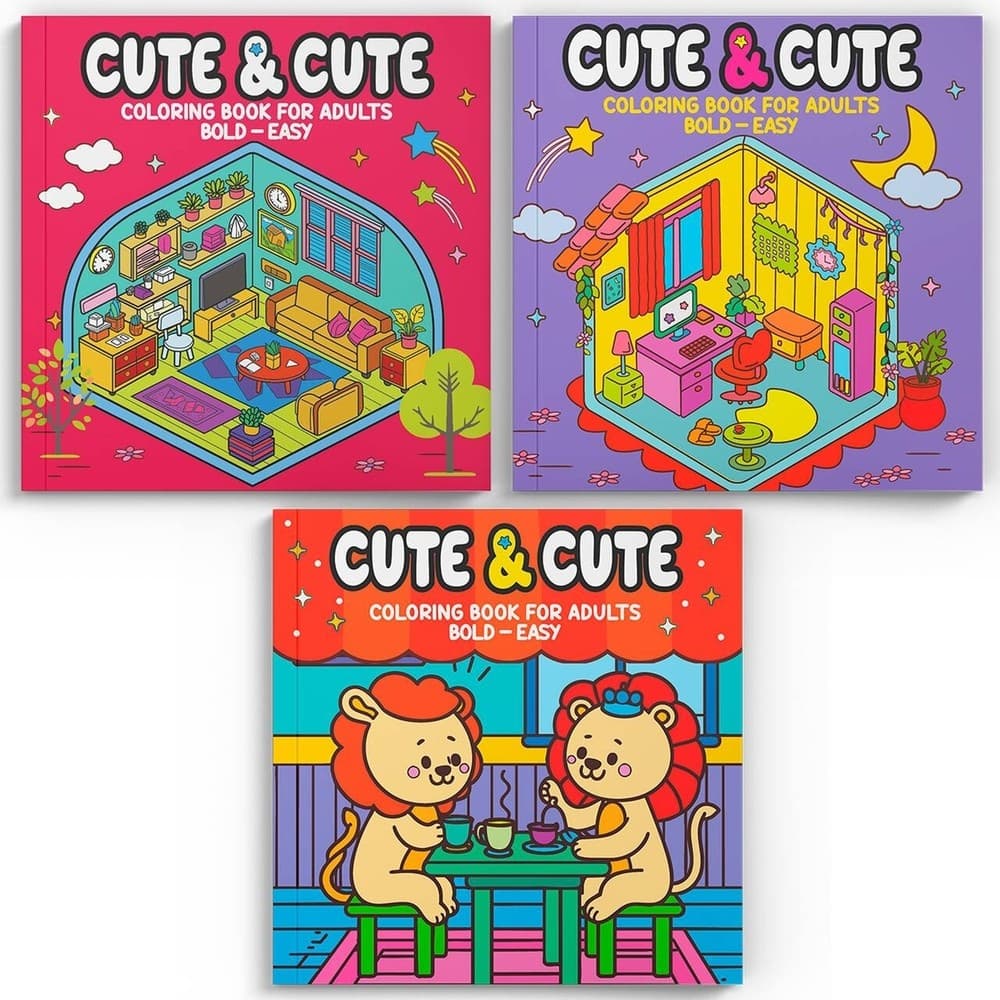 Coleção Cute & Cute Coloring Book for Adults Especial - Kit com 3 Livros de Colorir