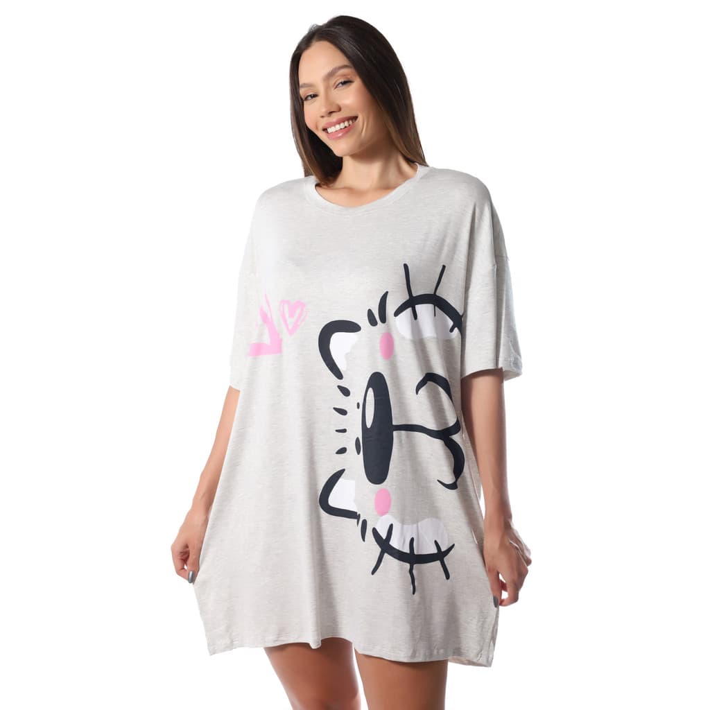 Camisola Verão Feminino Camisetão Cat Empório Do Algodão