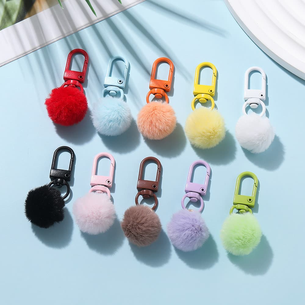 Kunkka Chaveiro com pingente de bola de pele colorida, presente de estudante para bolsa, pingente, presente