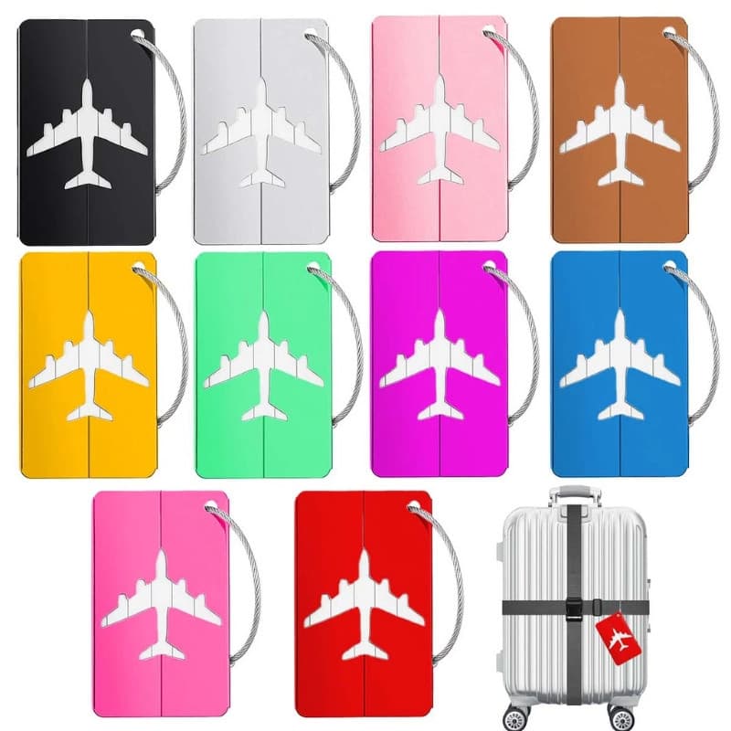 Kit 10 Tags De Mala Bagagem Etiqueta Identificador Seguro Alumínio Resistente