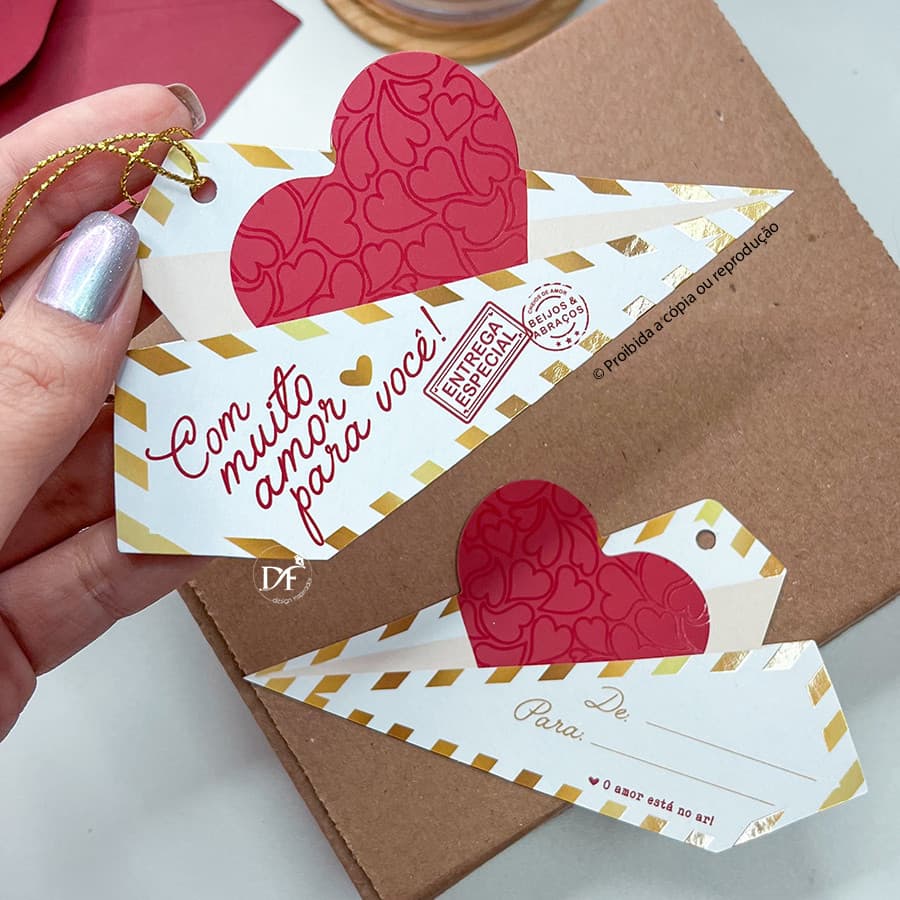 Tag Dia dos Namorados | AVIÃO DE PAPEL Cartão para presentes ou encomendas
