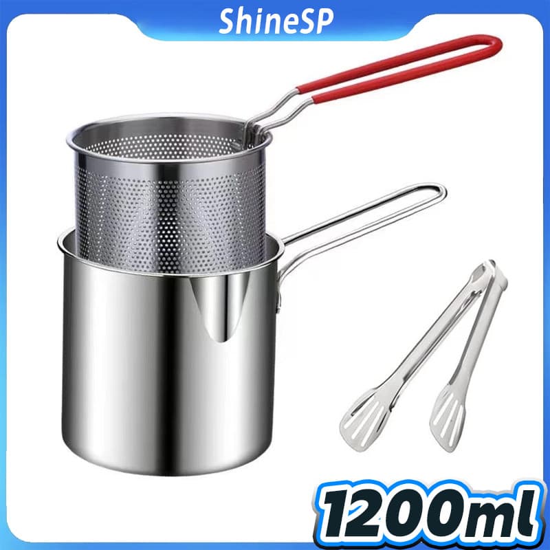 Panela De Fritura Profunda Tempura Japonesa Com Cesto Coador Para Frango Frito 304 Fritadeira De Aço Inoxidável