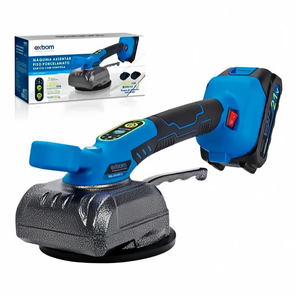 Máquina De Assentar Azulejos Porcelanatos Piso C/ Ventosa E Vibração + 2 Baterias