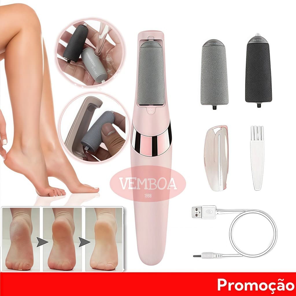 Lixador de Pé Elétrico - Esfoliador Tira Calos Pedicure Portátil