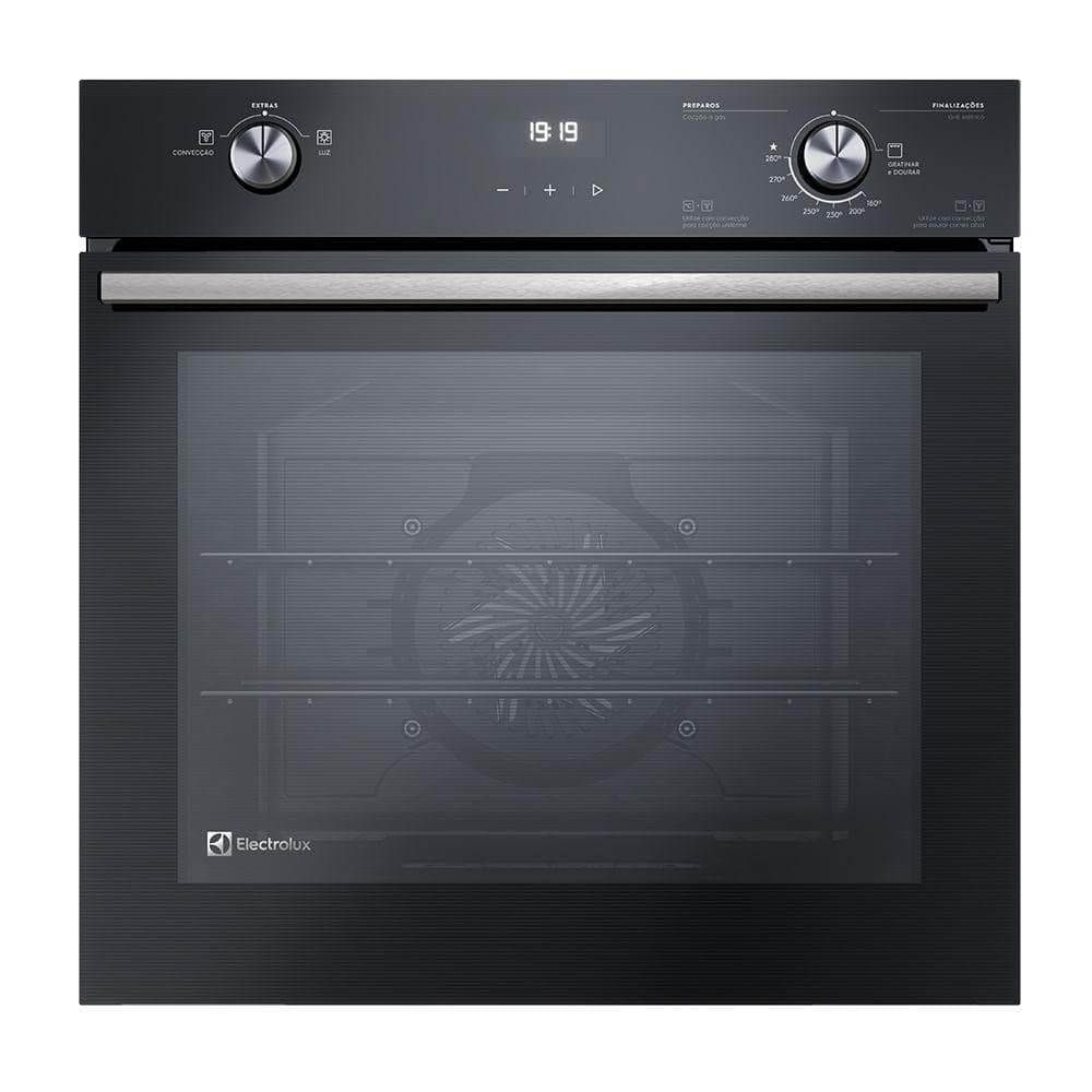 Forno de Embutir Electrolux a Gás 80L Efficient com PerfectCook360 Preto (OE8GH)