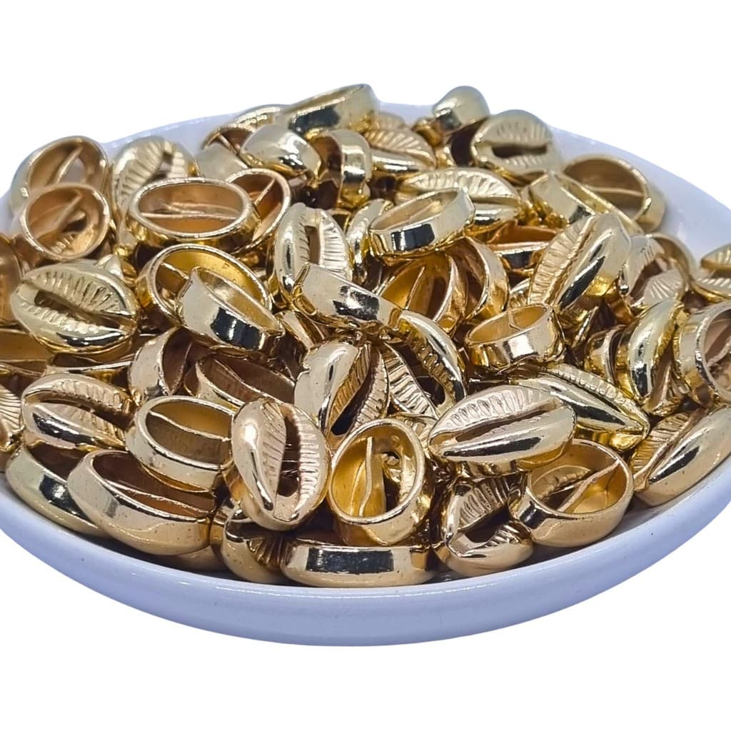 Miçanga Buzios Dourado 100 Pçs 18x12mm - Lançamento De Verão