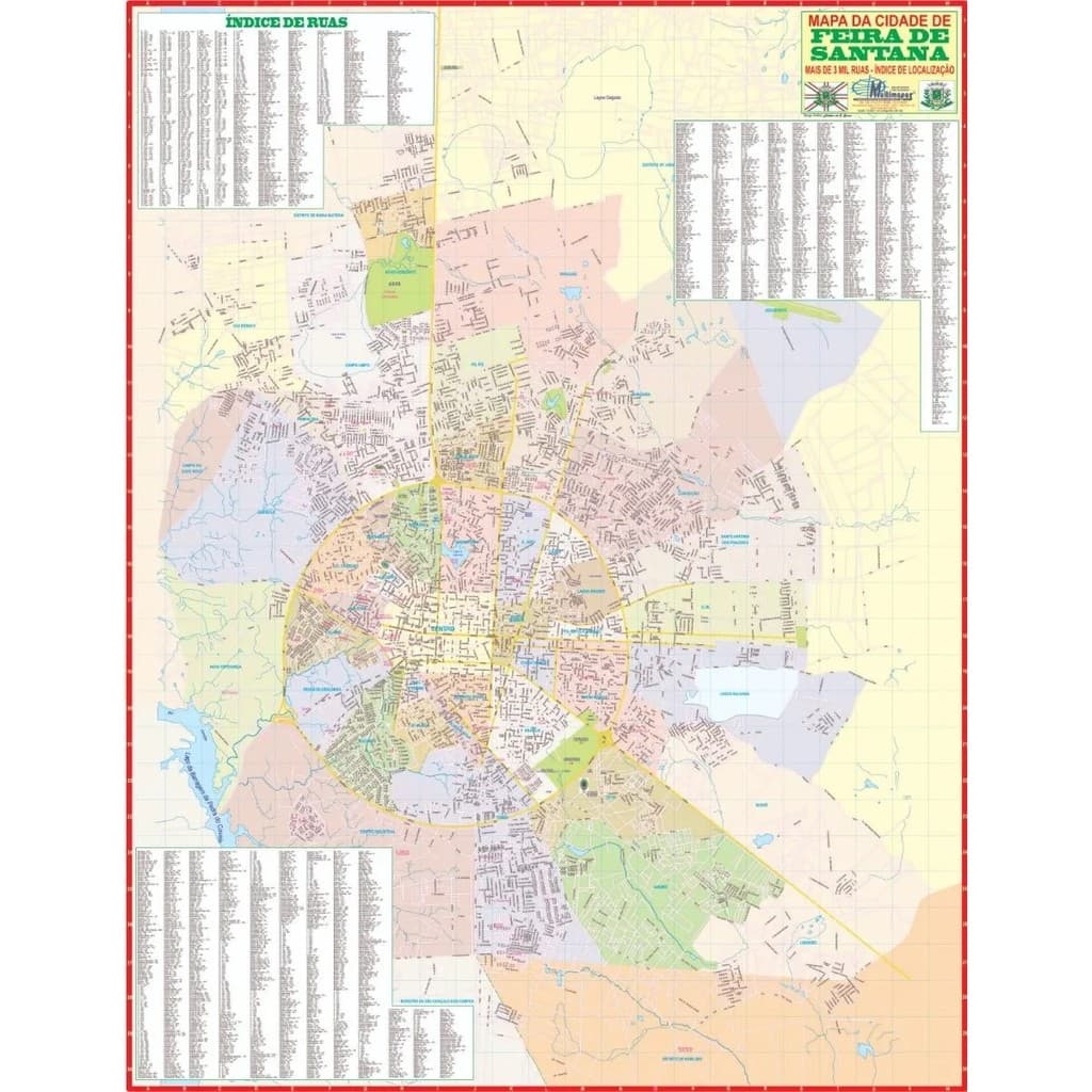 Mapa Geográfico Político Rodoviário Gigante Cidade FEIRA DE SANTANA - A Princesa do Sertão na Bahia