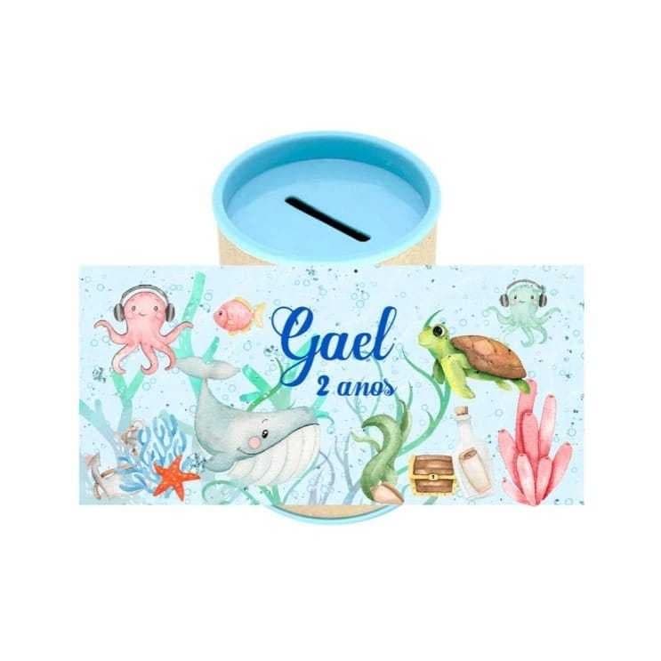 10 Cofrinhos Personalizados Festa Fundo do Mar Azul