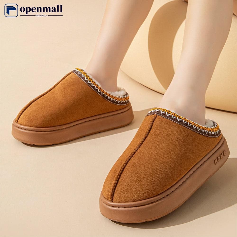 openmall Chinelos De Algodão Quente De Veludo De Cor Sólida Fundo Grosso Antiderrapante Leves Casuais Interior Ao Ar Liv