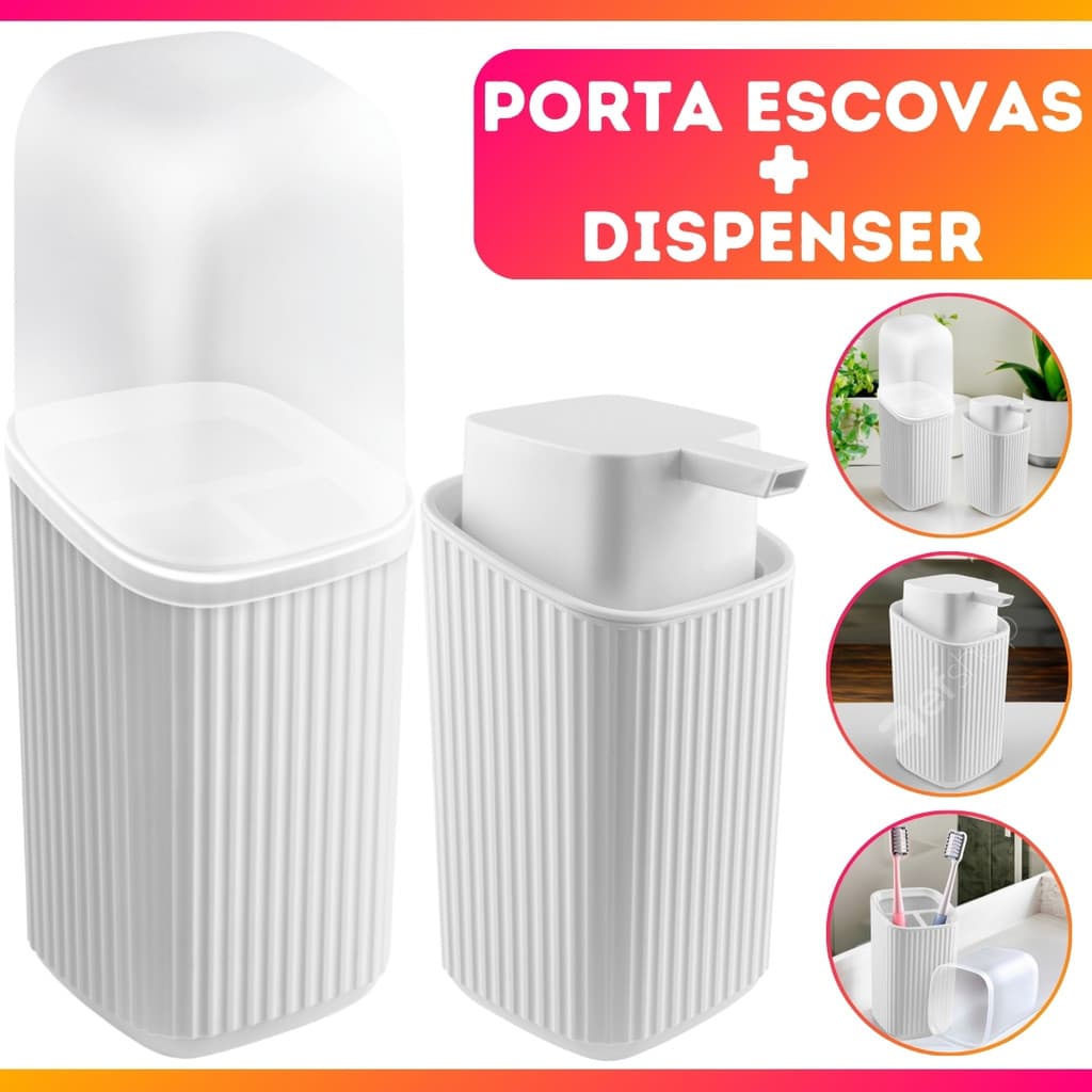 Kit Porta Escova + Saboneteira liquida - QUEIMA DE ESTOQUE