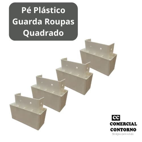 Pé de Guarda-Roupa Quadrado 5cm Branco – Kit com 4, 6 ou 8 Unidades + Parafusos