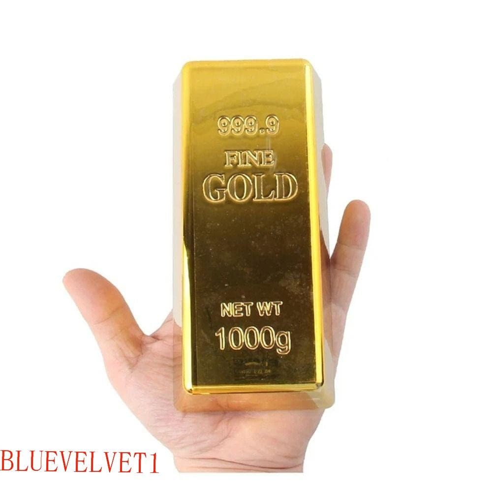 Barra De Ouro Falsa BLUEVELVET1 , Tijolo Dourado Brilhante De Simulação , Barras De Parada De Porta De Plástico Com Peso