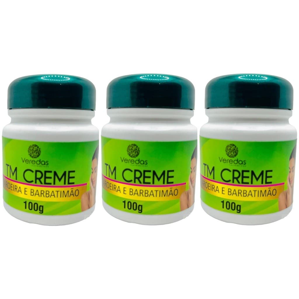 Kit 3 Creme Aroeira e Barbatimão Tm 100g Machas & Espinhas - Veredas Cosméticos