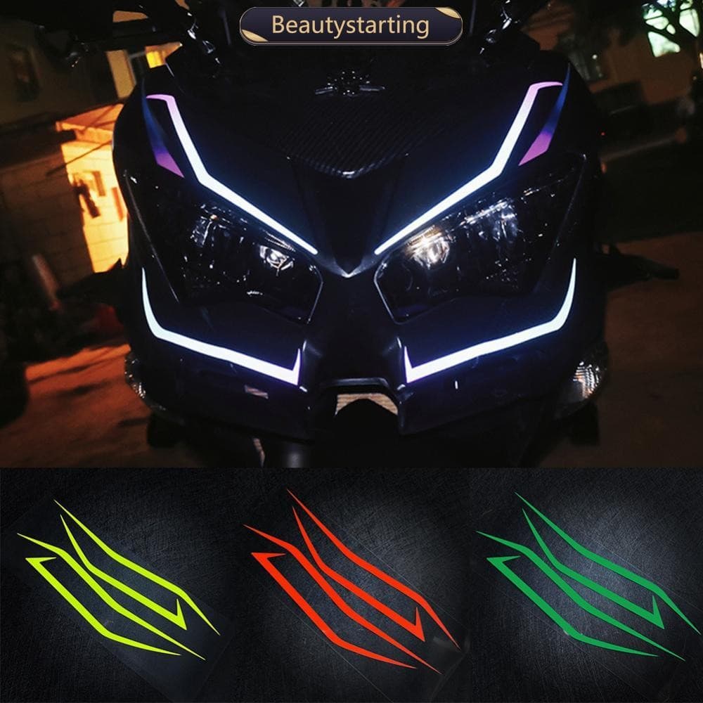 BEAUTYSTARTING 4 Peças Adesivos Estilo Faixa Frontal Para Motocicleta Reflexiva Puxar Flor Decalque À Prova D'água Kawas