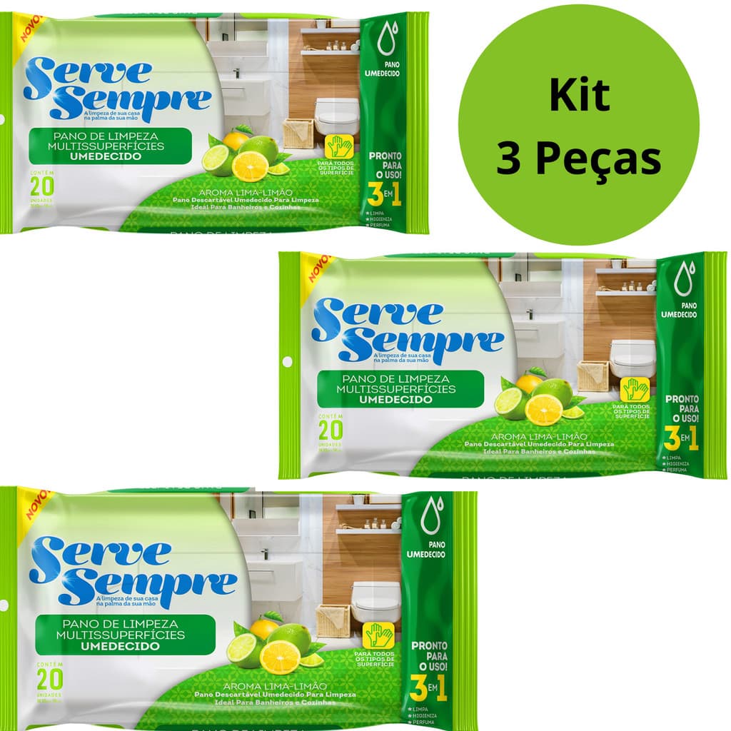 Kit 3 Lenços Umedecidos Toalha de Limpeza Banheiro perfumado