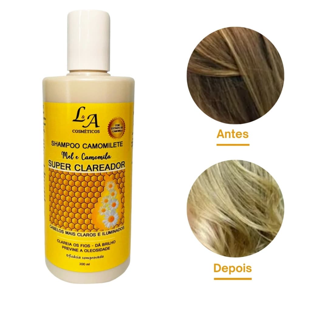 Shampoo Super Clareador Camomilete Mel e Camomila L&A Cosméticos 300ml