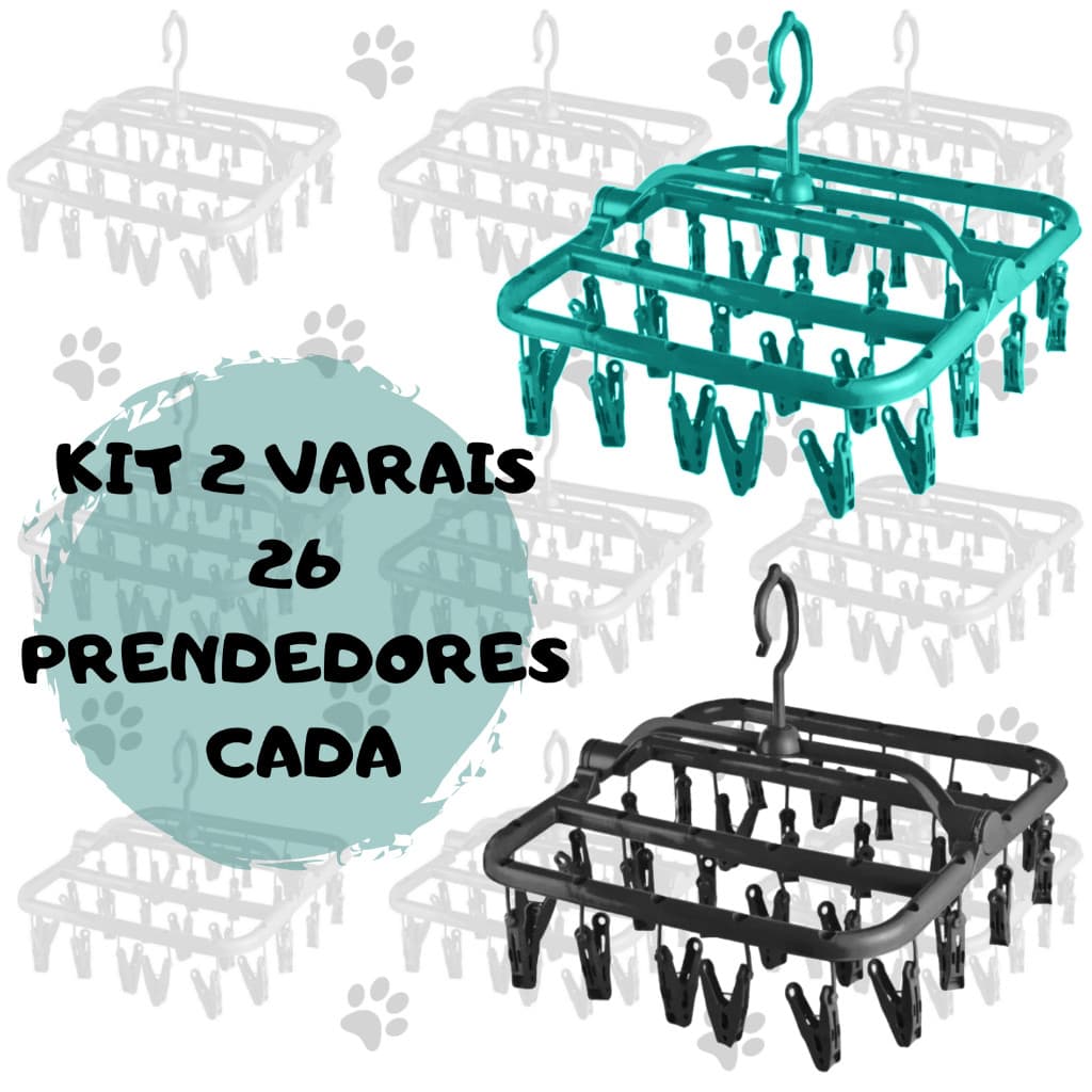 Kit Varal Roupas Íntimas Retrátil 26 Prendedores Cuecas Calcinha Meias Varal Apartamento
