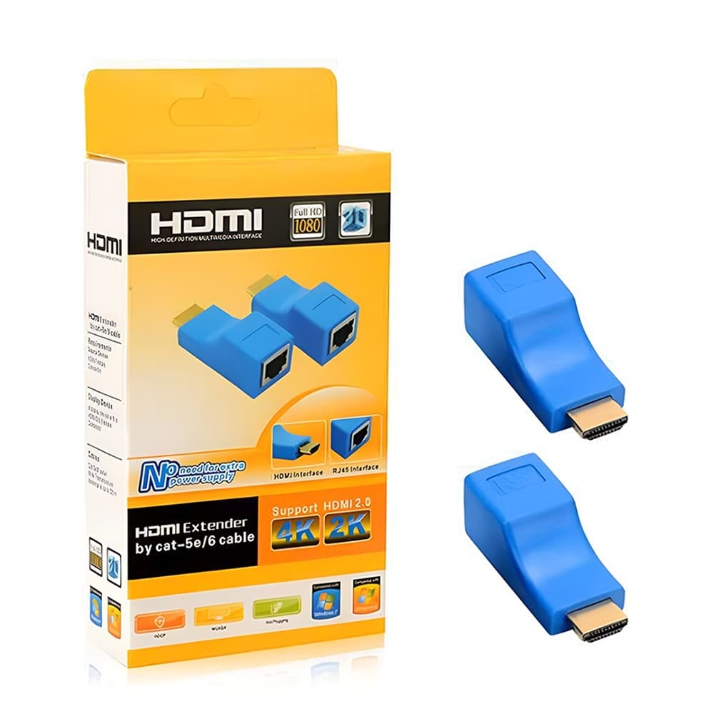 Adaptador Extensor HDMI por Cabo de Rede Cat5e/6 30m HD 4K