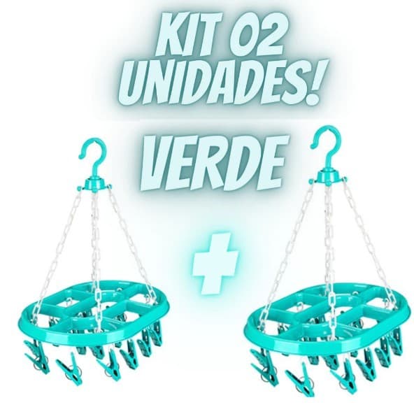 KIT C/02 Varal para Calcinhas, Meias, Cuecas, Roupa intima, 16 prendedores cada