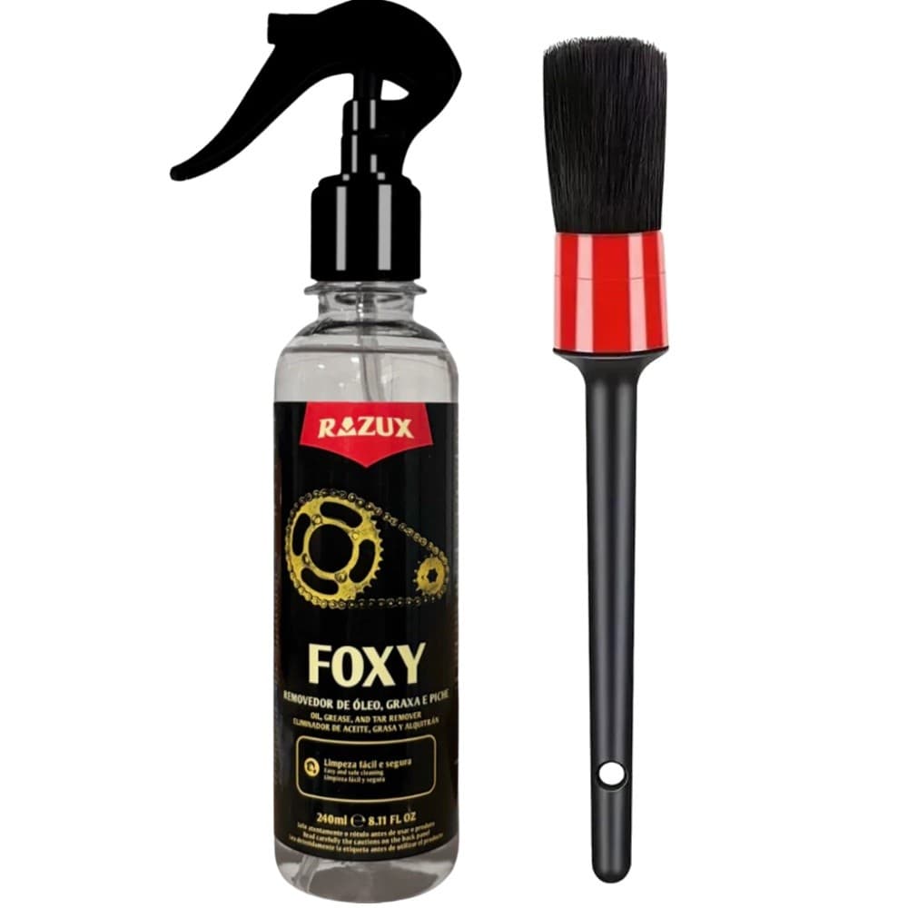 Foxy Limpa Motor Moto Tira Óleo Graxa Piche Razux Vonixx + Pincel para Limpeza Detalhamento