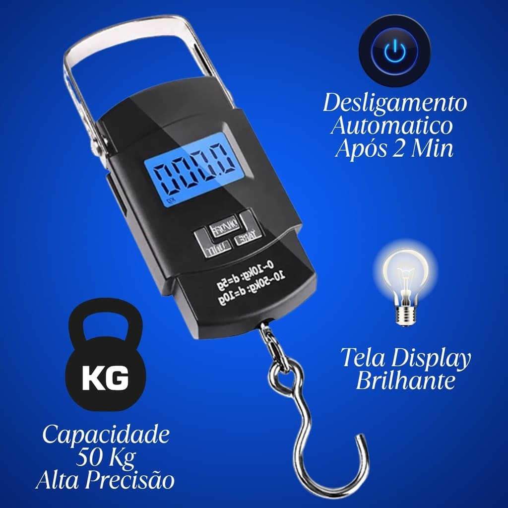 Balança Portátil Para Mala de Bagagem Pescaria Pesa Peixe Multi Funções Compacta