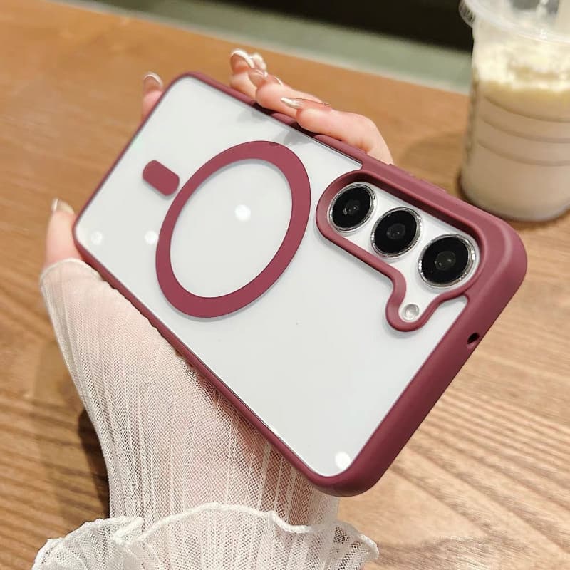 Capa Magnética Acrílica Luxuosa Para Samsung Galaxy , A15 , 16 , 35 , 36 , 55 , 56 , 17 , 26 , 5G , Carregamento Sem Fio