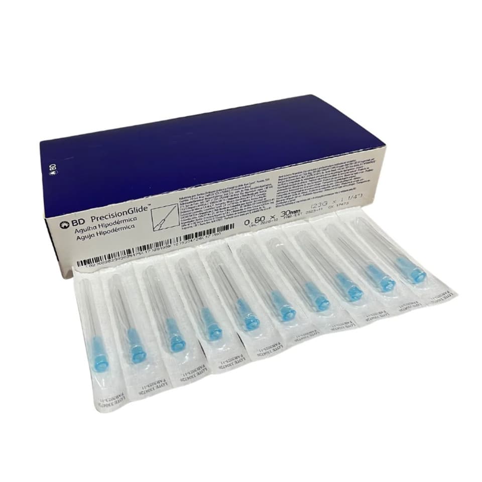 Agulha Bd 30x6 Descartável Estéril 0,60x30mm - 100 Unid