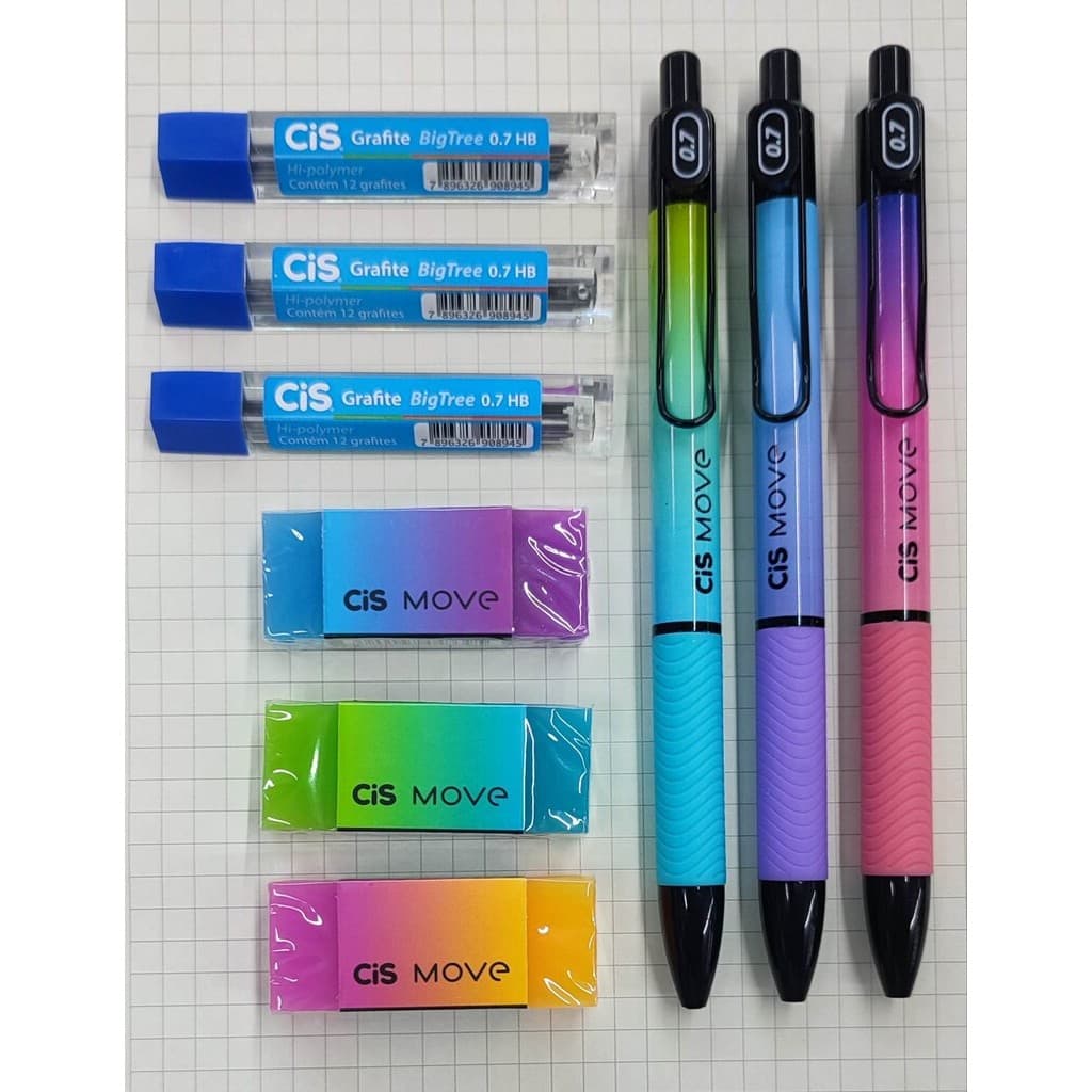 Kit Lapiseira MOVE 0.7mm + Borracha + Grafite 0.7