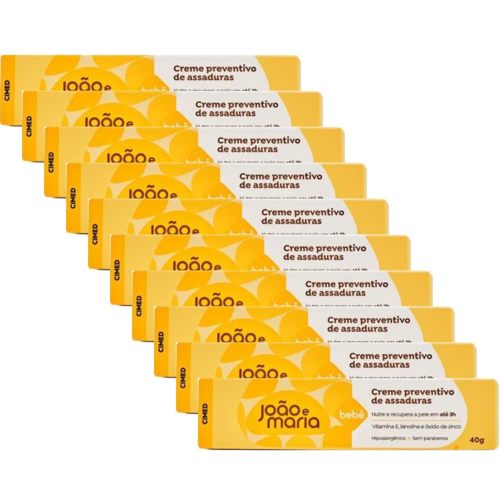 KIT C/ 10UN CREME PARA ASSADURA DE BEBE JOAO E MARIA CIMED 40G