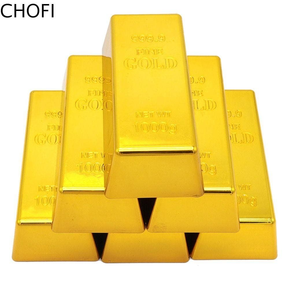 Barra De Ouro Falsa CHOFI , Tijolo Dourado Brilhante De Simulação , Barras De Plástico Para Parada De Porta Com Peso De 