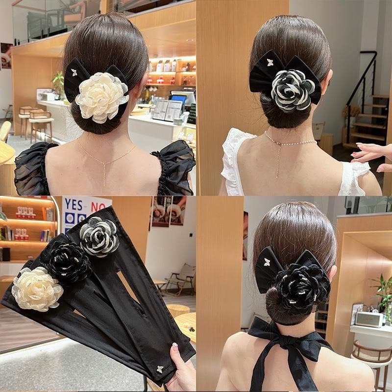 Grande Flor o preguiçoso cabelo tingimento ferramenta arco cabelo pin moda rabo de cavalo cabelo laço cabelo fita cabe