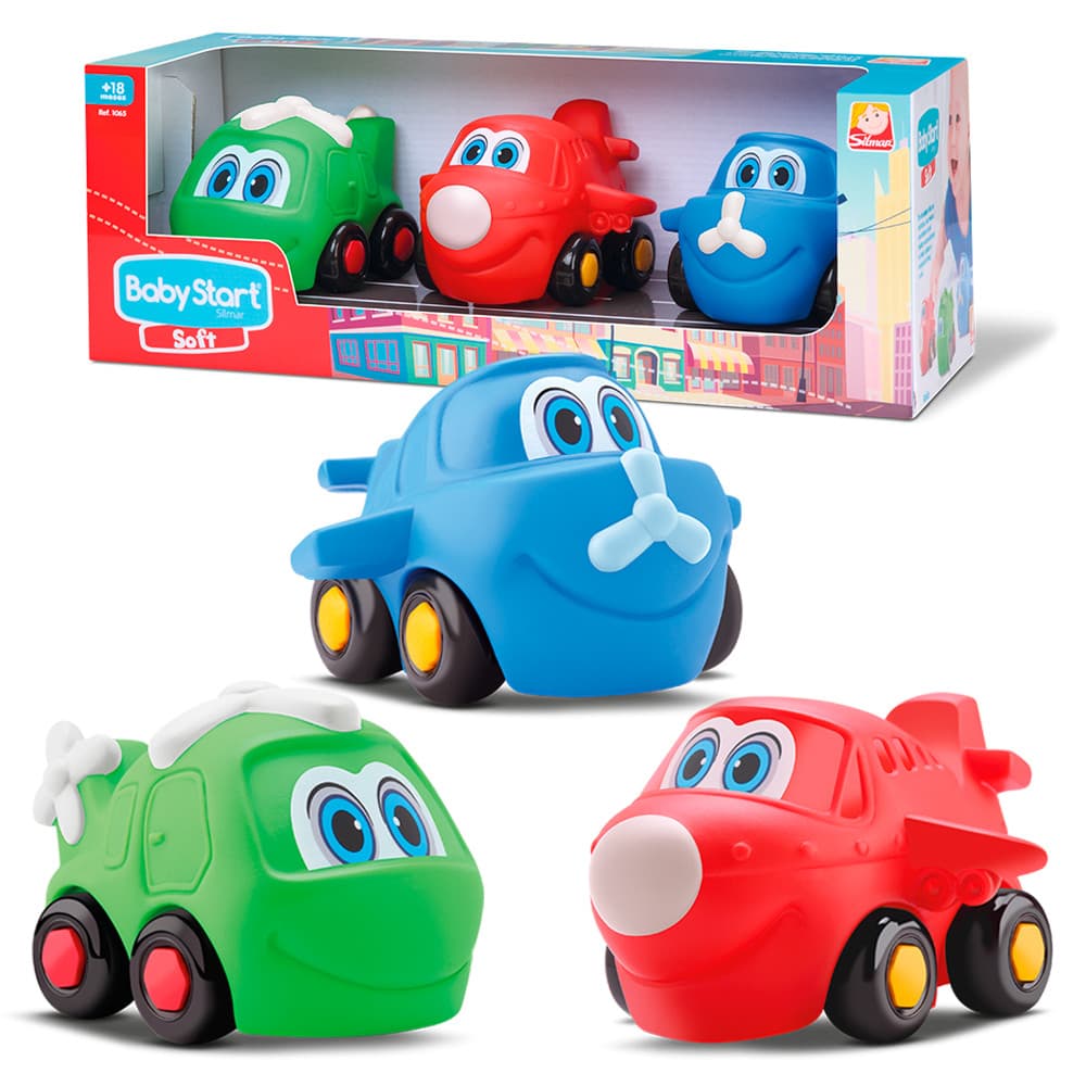 3 Brinquedo Infantil Avião Helicóptero Vinil Macio Bebê Baby Start Soft Coleão Aérea Colorido