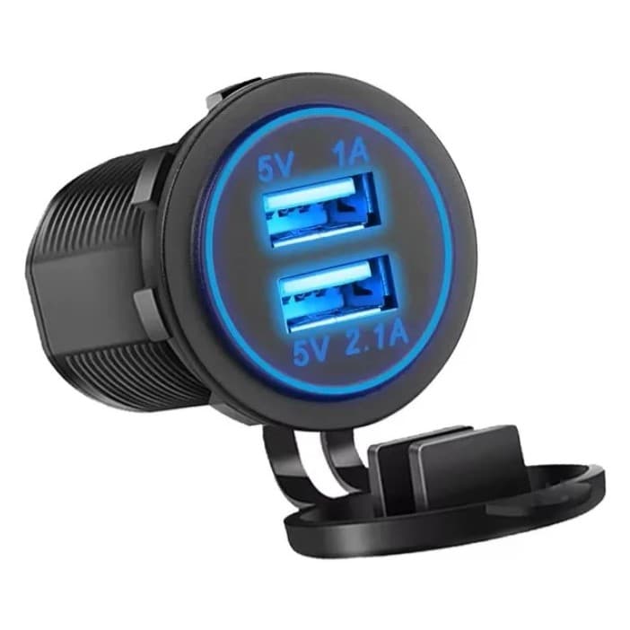 Tomada Usb Turbo Encaixe Acendedor P/carro 2 Saídas 3.1 Azul