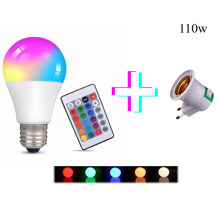 Lampada E Suporte Cromoterapia 16 Cores Controle Remoto 110w