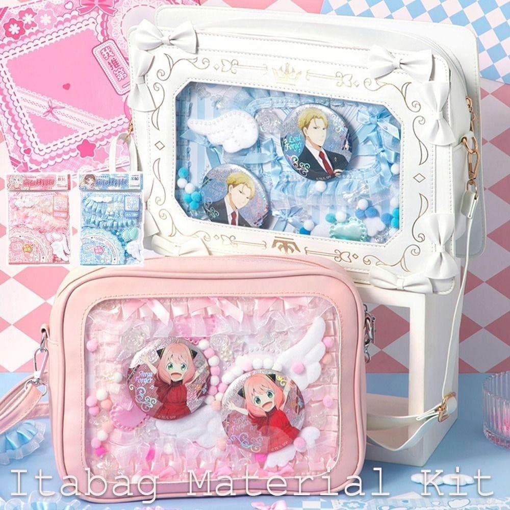 Kit De Material Itabag De Desenho Animado Fofo-Decorações De Plástico Rosa Azul DIY Para Acessórios De Bolsa