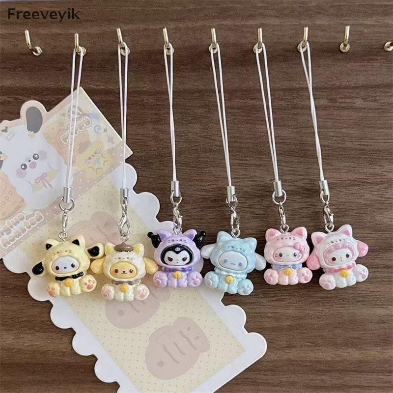 [Fre] 2 Pcs Chaveiro Fofo Pingente Alça De Telefone Cordão Mochila Doce Charme Bolsa Ornamento Feminino Coração Presente