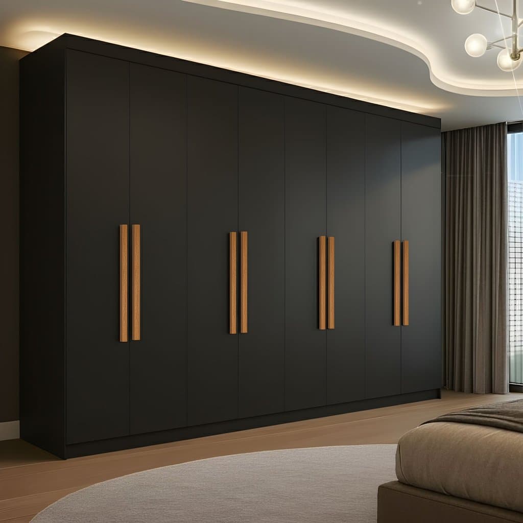 Guarda Roupa Casal 8 Portas 4 Gavetas Paris Espresso Móveis Preto