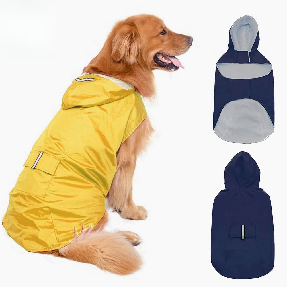 Capa De Chuva Cachorro Para Cães À Prova D'água Com Capuz Reflexivo Ao Ar Livre Impermeável Jaqueta