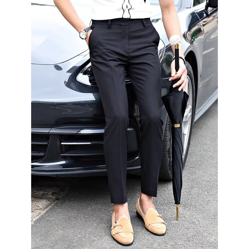 Versão coreana Street wear primavera verão fino-ajuste tornozelo comprimento calças masculinas negócios Formal wear calç