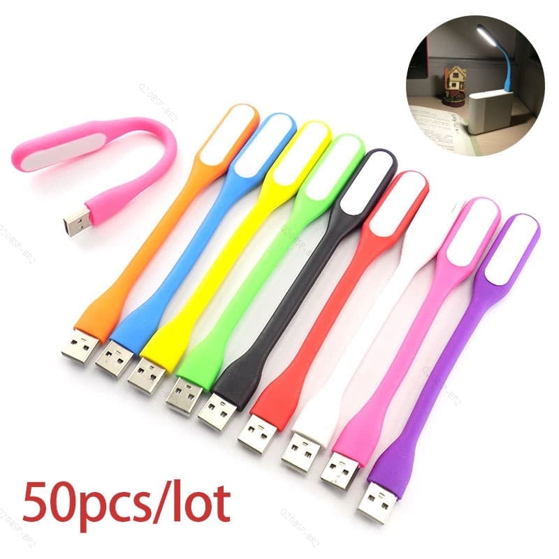 50pcs USB LED Mini Luz De Leitura Flexível Lâmpada Noturna Brilhante DC 5V BR20B2