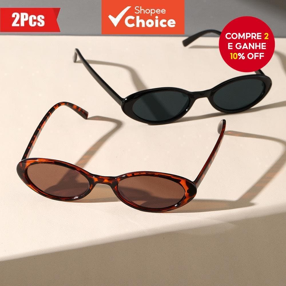 2 Unidades De Óculos De Sol Ovais Para Homens E Mulheres , Lentes Côncavas De Hip Hop , Tons De Fotos Da Moda